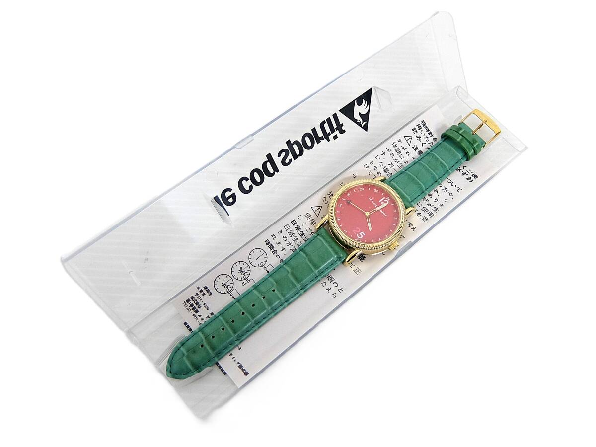 le coq sportif ルコックスポルティフ ビッグフェイス メンズ 腕時計 グリーン レッド文字盤拍卖