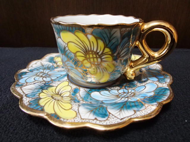 【デミタス・コーヒーC&S】(1客)(金彩・乱菊)(ゴールドをたっぷり使用)拍卖