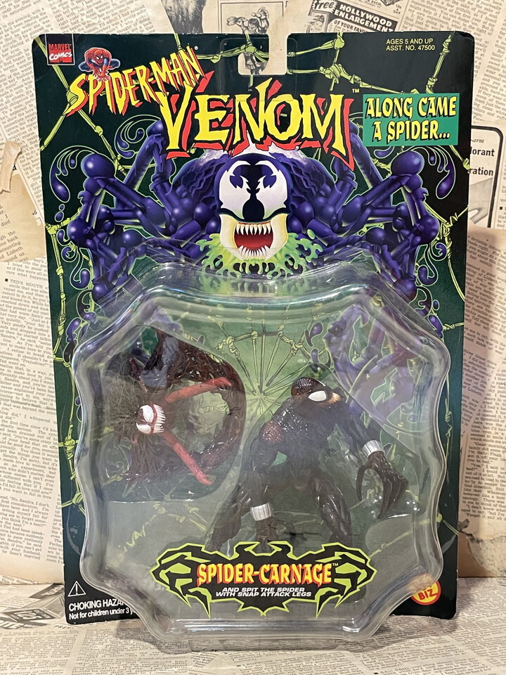 ☆1990年代/スパイダーマン/ベノム/Venom/フィギュア/即決ビンテージTOYBIZ/Spider-Man/Action Figure(Spider-Carnage/MOC) MA-338拍卖