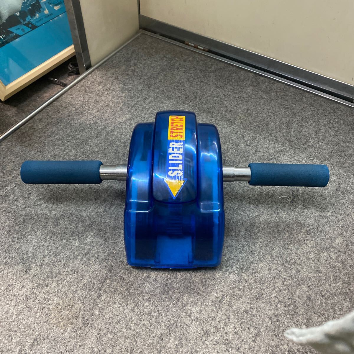 ストレッチスライダー バネ式 腹筋ローラー エクササイズ ブルー系拍卖