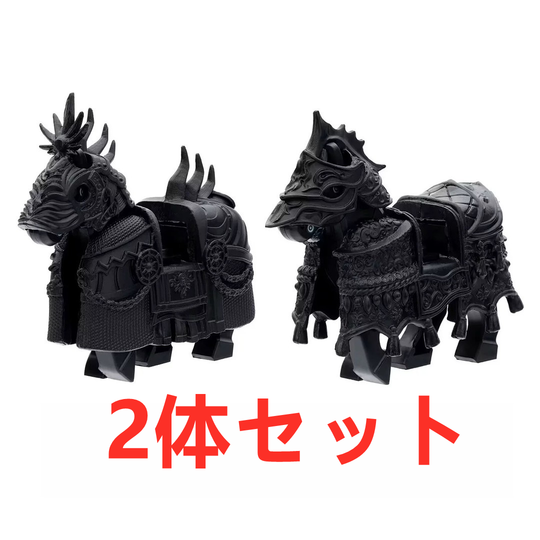 ★新作★【レゴ互換】ミニフィグ 中世騎士 戦馬 フィギュア2体セット拍卖