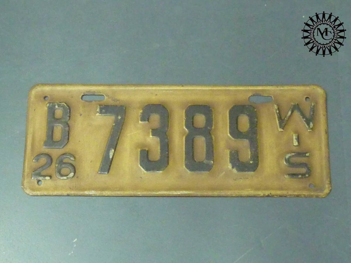 【y5343-M】送料270円~◆1920年代/20's/ライセンス ナンバープレート車/検ウィスコンシン州ヴィンテージアメリカガレージ/ブロカント拍卖