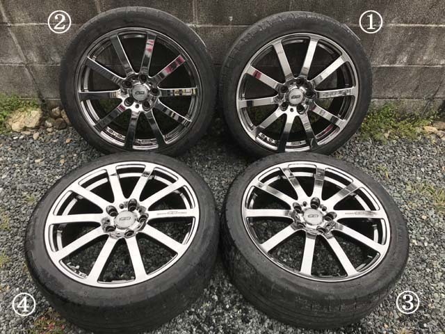 ◆MUGEN/無限 Aluminum Wheel NR - BLACK METAL COAT アルミホイール 18×7 1/2J ジャンク品タイヤ 4本セット ― USED ―拍卖