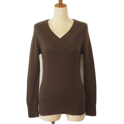 ミッシェルクラン MICHEL KLEIN セーター ニット カシュクール ウール 38 茶 ブラウン レディース拍卖