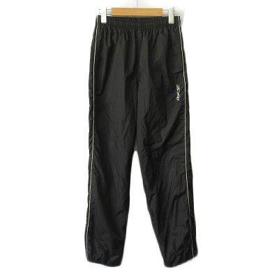 リーボック Reebok トラックパンツ ウインドブレーカー ライン L 黒 ブラック レディース拍卖