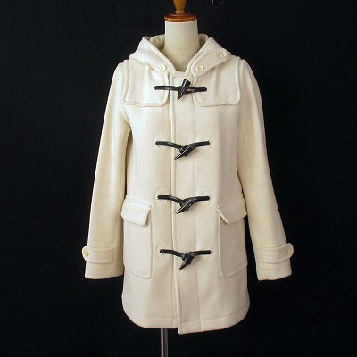 シップス SHIPS VALLOMBROSA ダッフルコート ヘリンボーン ウール 36 アイボリー レディース拍卖