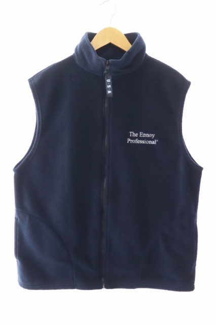 ザエンノイプロフェッショナル The ennoy Professional ロゴ刺繍 フリース ベスト L ネイビー ブランド古着ベクトル 中古240927 メンズ拍卖