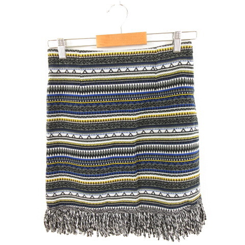 エゴイスト EGOIST ミニスカート タイト フリンジ 総柄 2 *A190 レディース拍卖