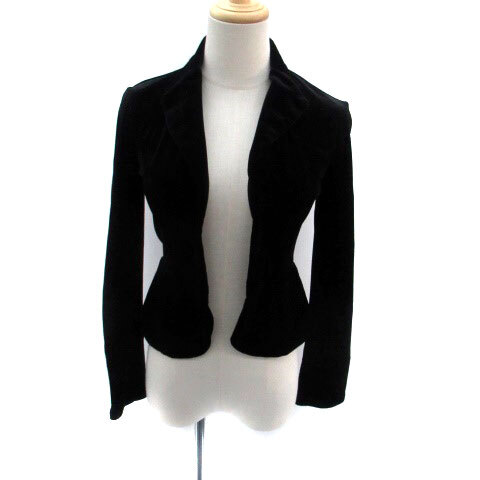 ボナジョルナータ BUONA GIORNATA テーラードジャケット シングル ショート丈 ベロア M 黒 ブラック /HO46 レディース拍卖