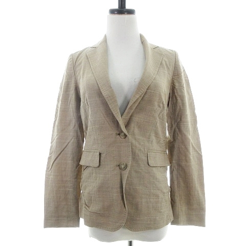 デミルクス ビームス REGGIANI テーラードジャケット 長袖 シングル ウール 絹混 シルク混 薄手 無地 36 ベージュ アウター レディース拍卖