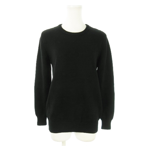 カオン Kaon ニット セーター ラウンドネック 長袖 ウール 切替 レース 透け感 肌見せ きれいめ F 黒 ブラック /AO6 レディース拍卖