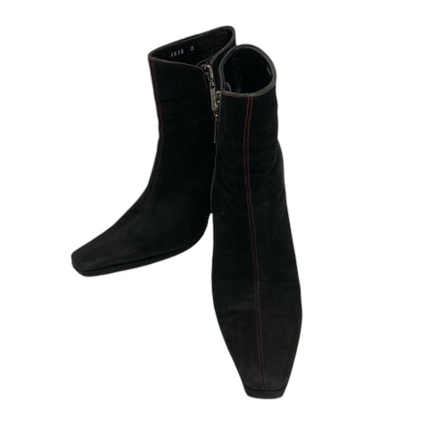 コメックス COMEX ショートブーツ スクエアトゥ ハイヒール スエード 無地 S 黒 ブラック レディース拍卖