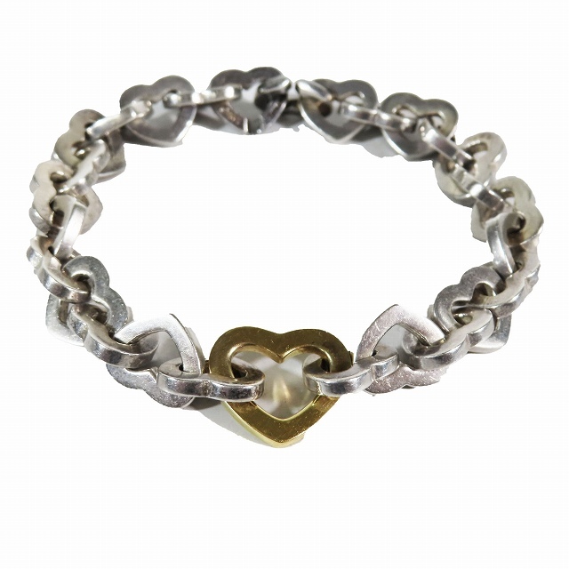 ティファニー TIFFANY & CO. ハートリンク コンビ ブレスレット SV925 K18 シルバー ゴールド レディース ▲C9拍卖