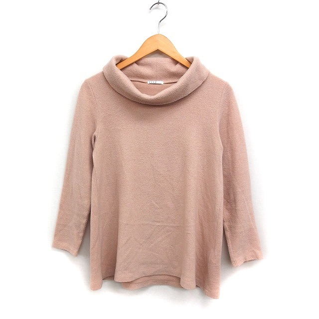 エル ELLE オフタートルネック ニット セーター 長袖 無地 38 ピンクベージュ /FT30 レディース拍卖