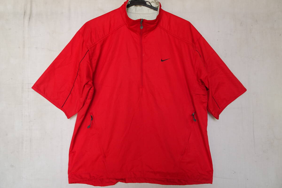 NIKE GOLF/ナイキ/半袖プルオーバー/ジャンパー/ゴルフウェア/ハーフジップ/裾ドローコード入/赤/レッド/Mサイズ(9/20R)拍卖