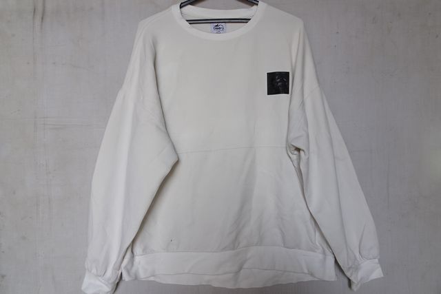 CAMP7/キャンプセブン/長袖トレーナー/ダブルフェイススウェット素材/型押しロゴプリント/オーバーサイズ/オフホワイト/Lサイズ(9/2R)拍卖