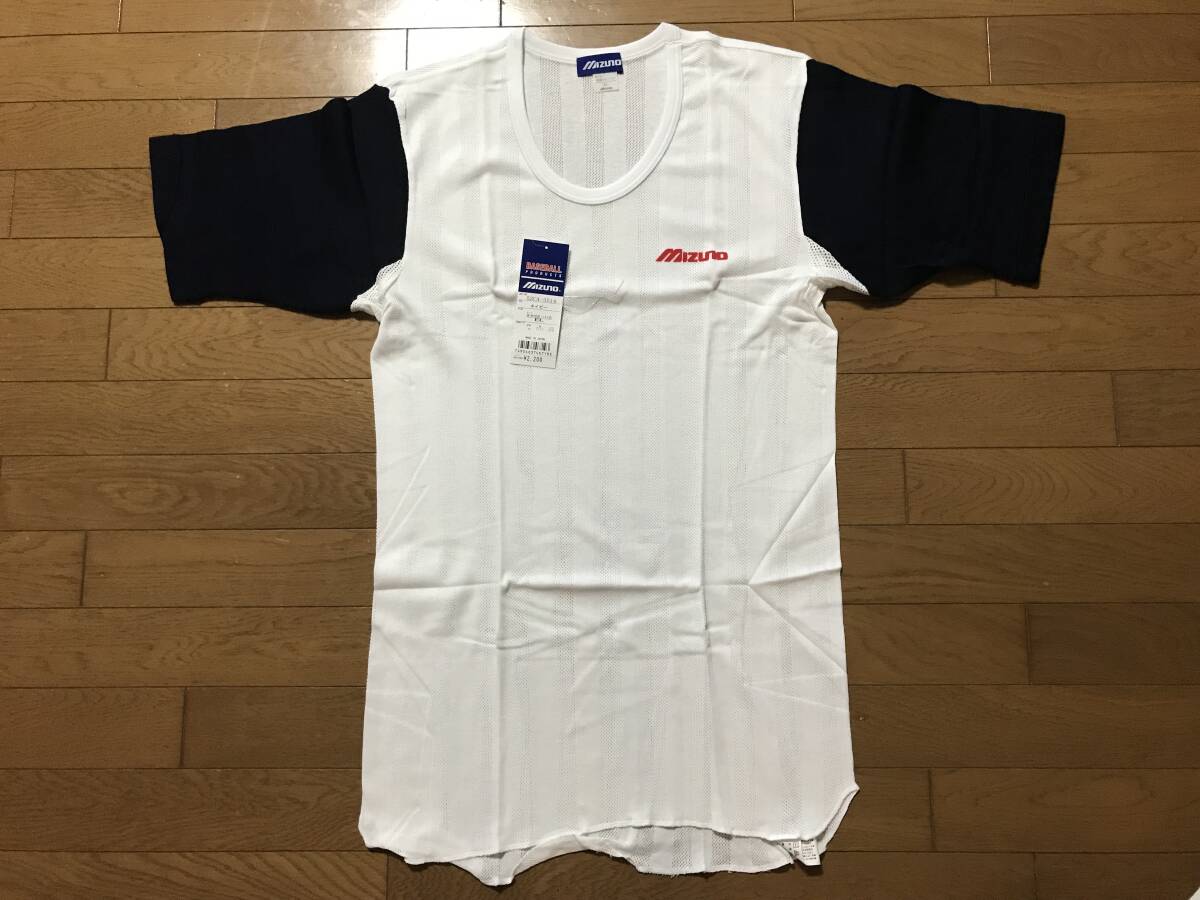 当時物 未使用 デッドストック Mizuno ミズノ 野球アンダーシャツ 半袖 U首 品番:52CA-3514 サイズ:EL HF3988拍卖