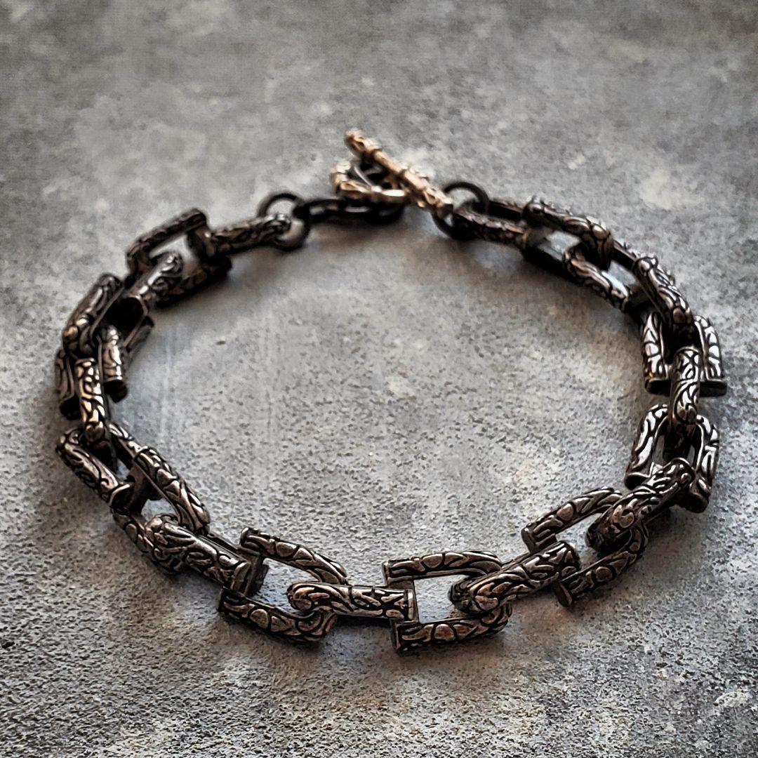 ヴィンテージ VINTAGE シルバー 925 刻印 ロックスチェーンブレスレット アンティーク SILVER拍卖