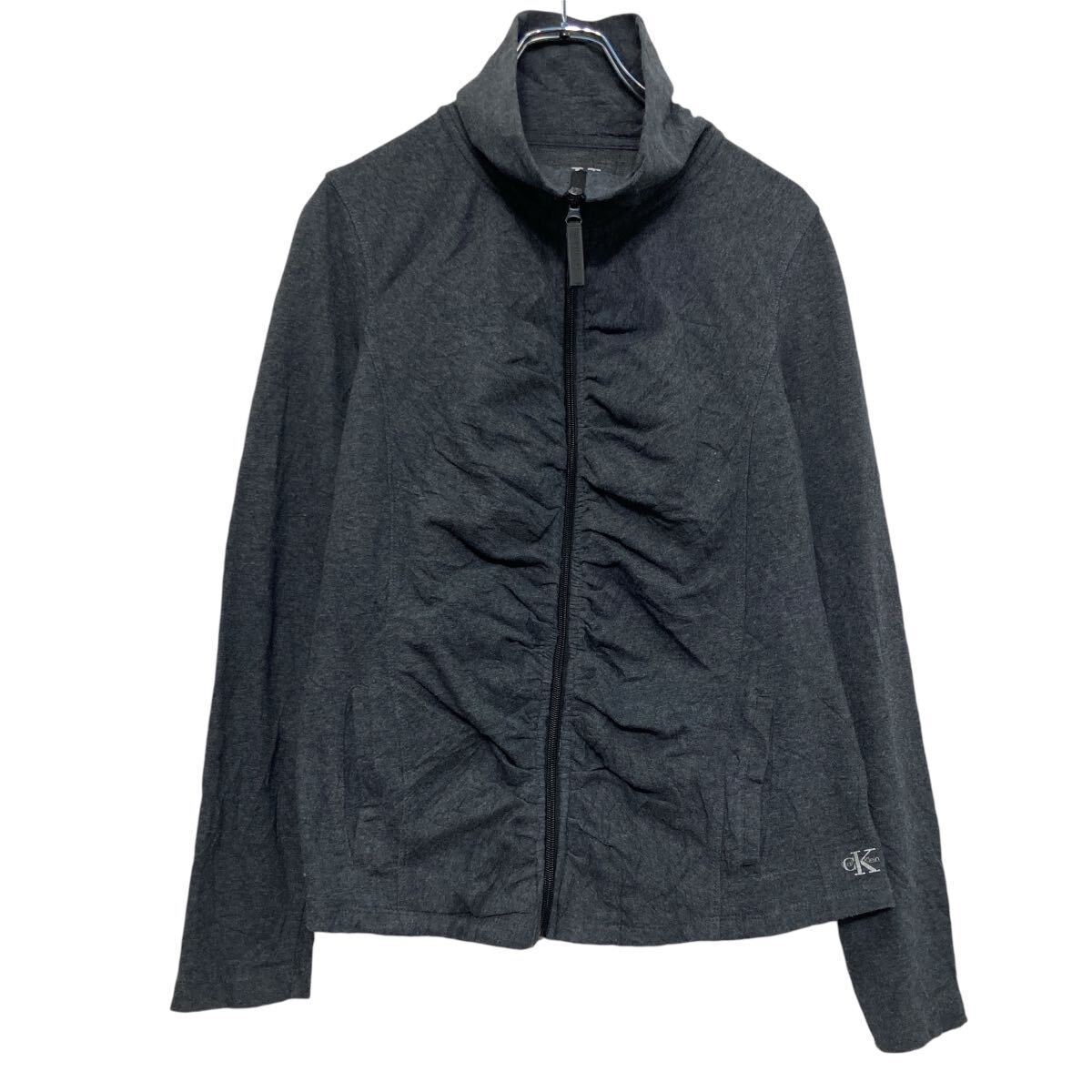 Calvin Klein プリント スウェット トレーナー L レディース ダークグレー フルジップ 古着卸 アメリカ仕入 a609-6070拍卖