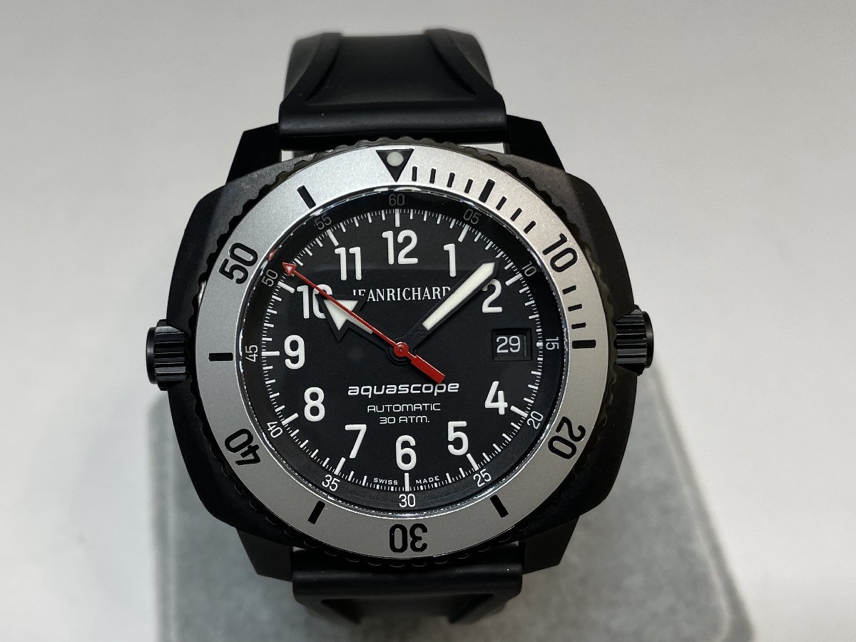 希少レア!極美品 定価588,000円 ジャンリシャール アクアスコープナイト デイト 自動巻き腕時計 60140-11-611ZAC6D ブラック文字盤 メンズ拍卖