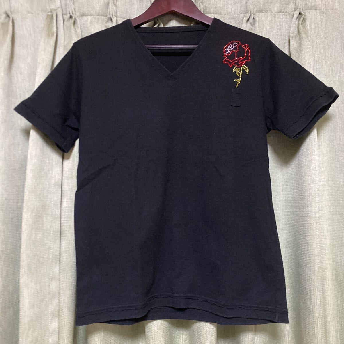 ADAM ET ROPE アダムエロペ ラインストーン装飾 Vネック Tシャツ カットソー 42拍卖