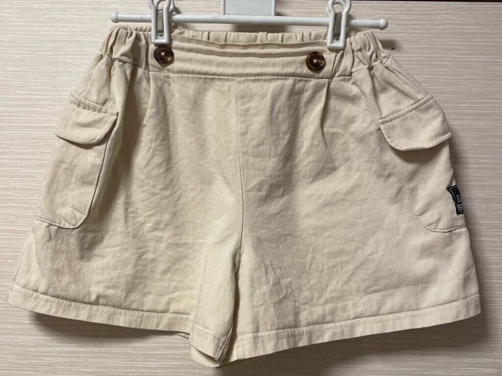 【送料無料】150 女の子 ショートパンツ ベージュ拍卖