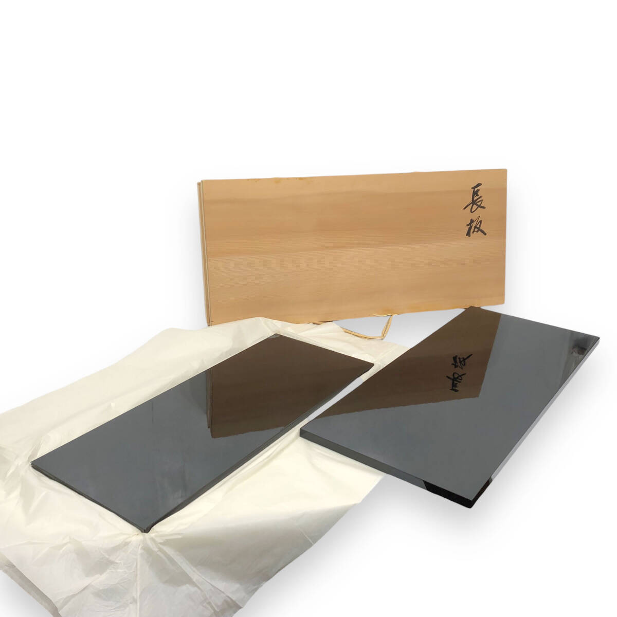 /24Y648 6 長板 2枚 石呂斉作 輪島塗 茶道具 敷板 共箱 中古品拍卖