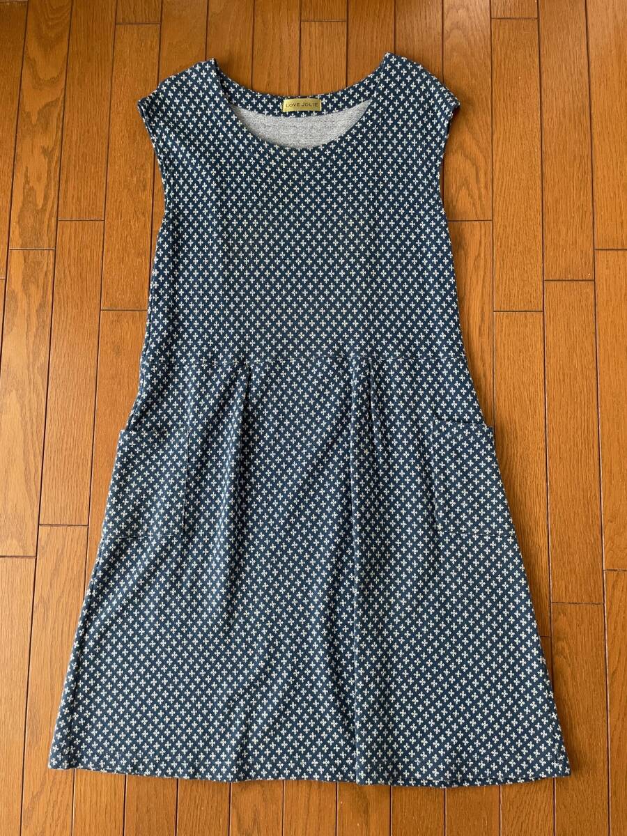 ★LOVE JOLIE JQノースリワンピース★淡紺×オフしろ拍卖