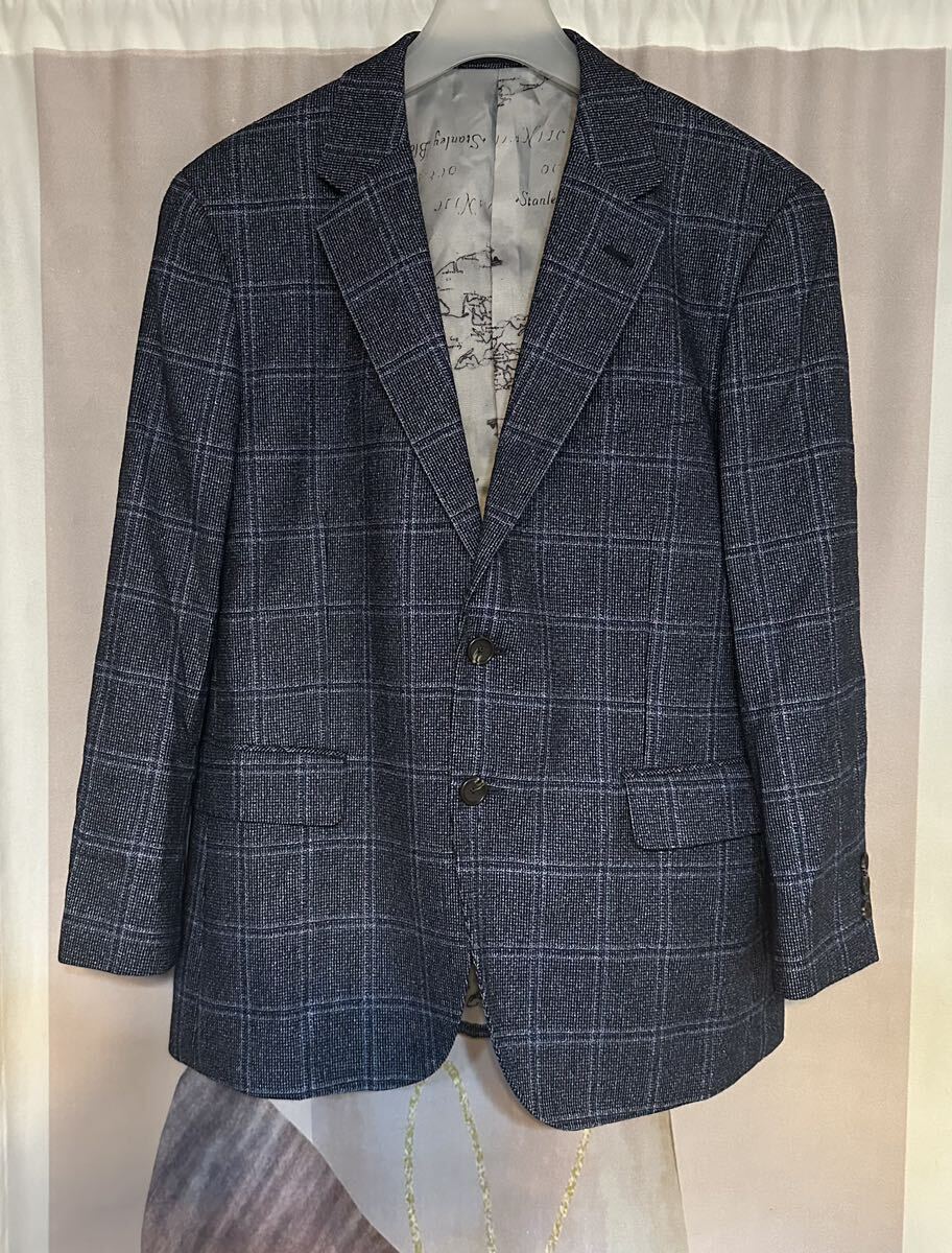 stanley blacker ウールシルク チェック テーラードジャケット拍卖