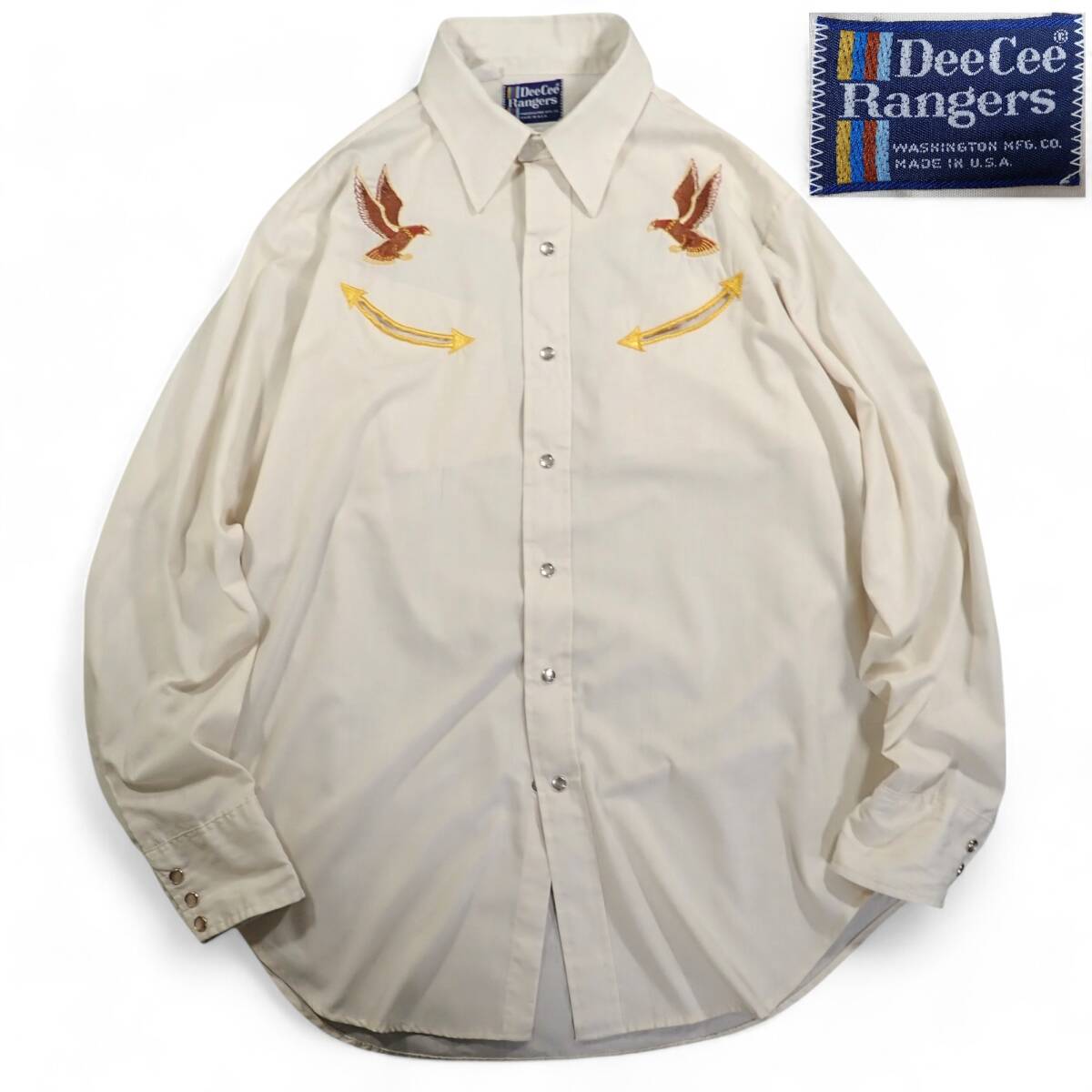 6139/WASHINGTON Dee Cee Rangers USA製 80sビンテージ長袖 ウエスタンシャツ L●GRIPPER SCOVILLスナップボタン●洗濯プレス済●古着拍卖