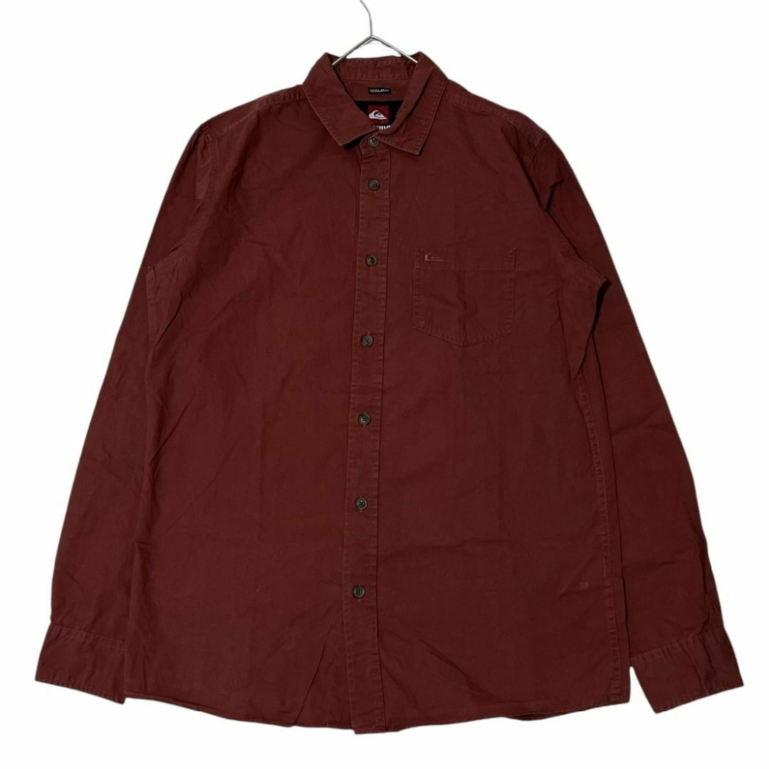 クイックシルバー 長袖シャツ 胸ポケット 無地 バーガンディー US古着r64 L相当拍卖
