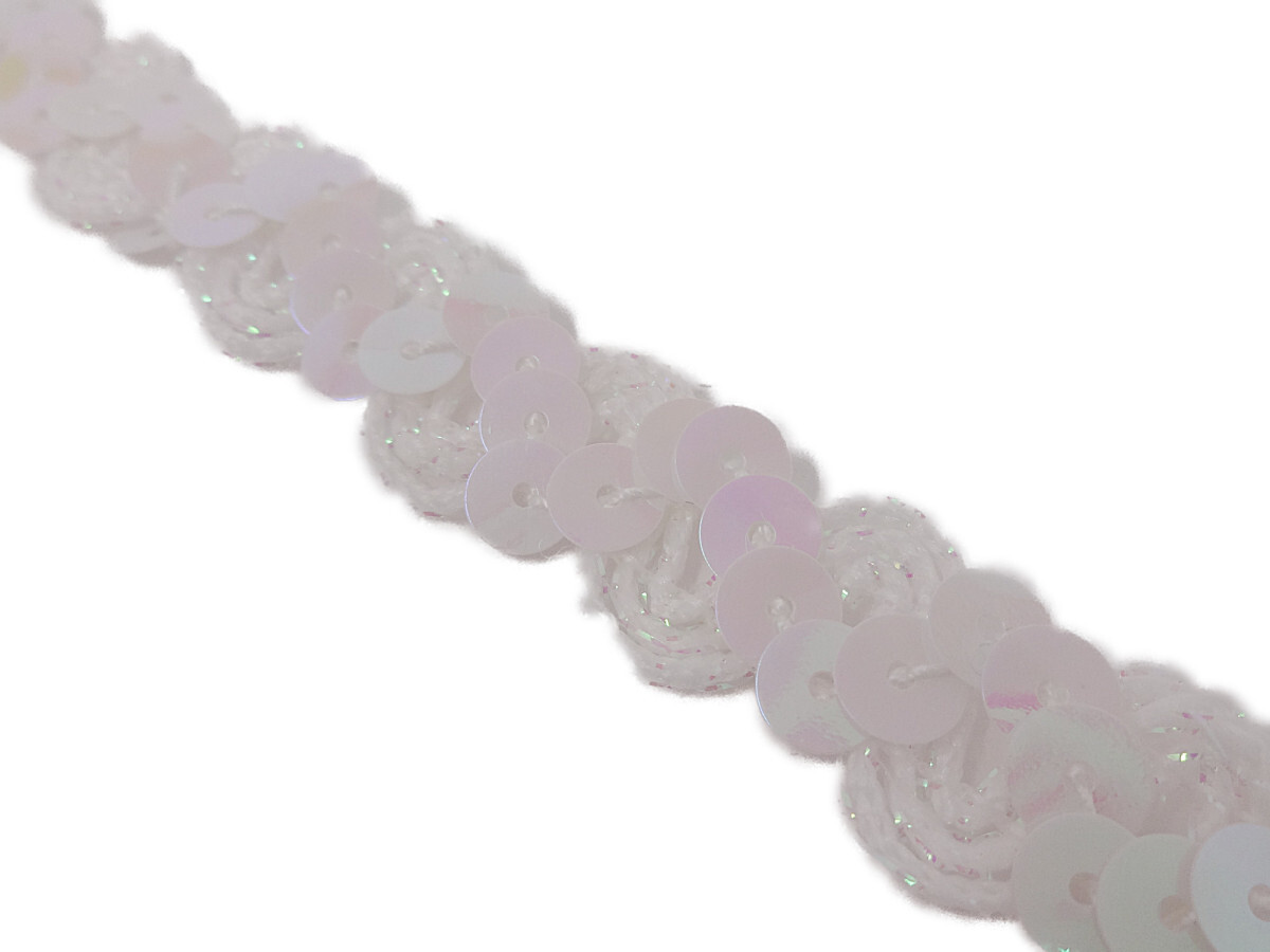 キラリ手芸部 No.5071スパンコールブレード 手芸用_白色(ホワイト)幅1.3cm×長さ3m巻き シークイン sequin拍卖