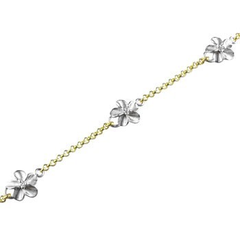 アンクレット ハワイアンジュエリー ハワイアン ダイヤモンド 花 イエローゴールドk18 プラチナ 18金 pt900 k18yg ダイヤ拍卖