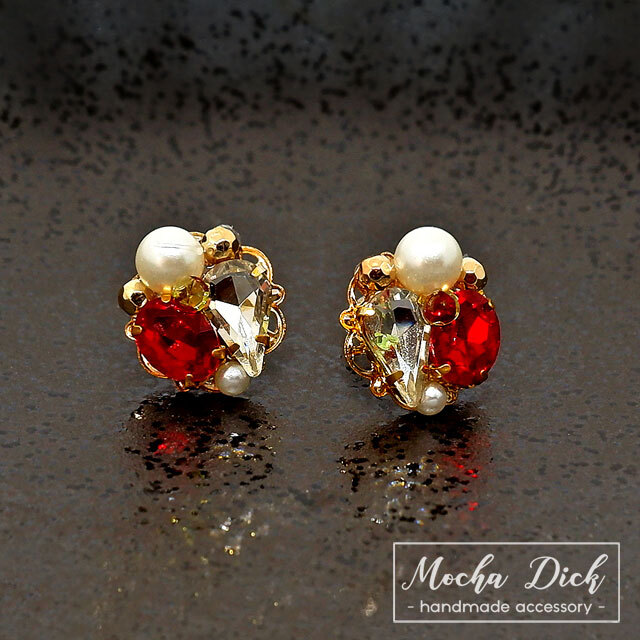 ビジューピアス(レッド×クリア・パール)拍卖