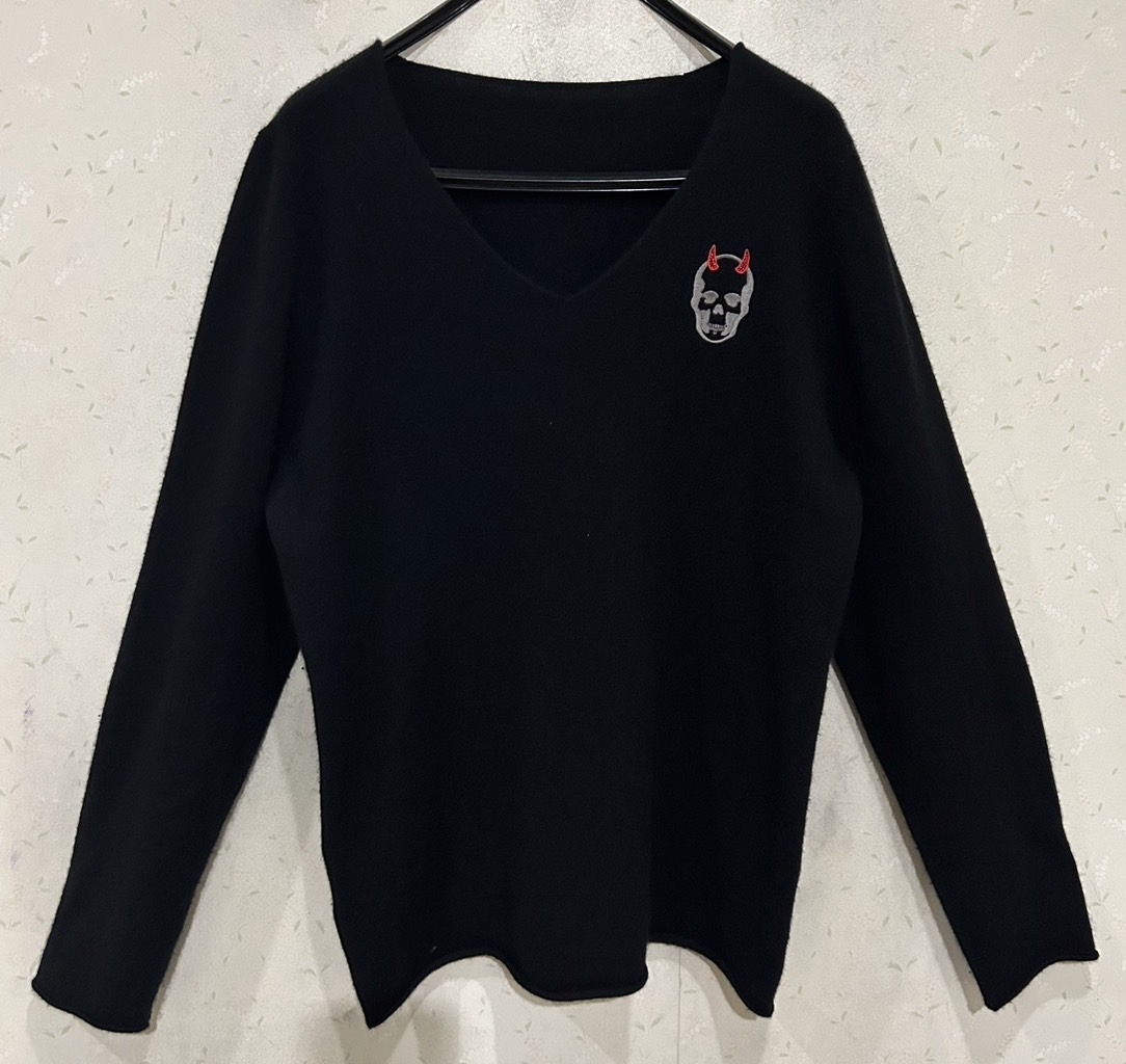 *ルシアンペラフィネ lucien pellat finet スワロフ 角 スカル Vネック カシミヤ セーター トップス L BJBD.I拍卖