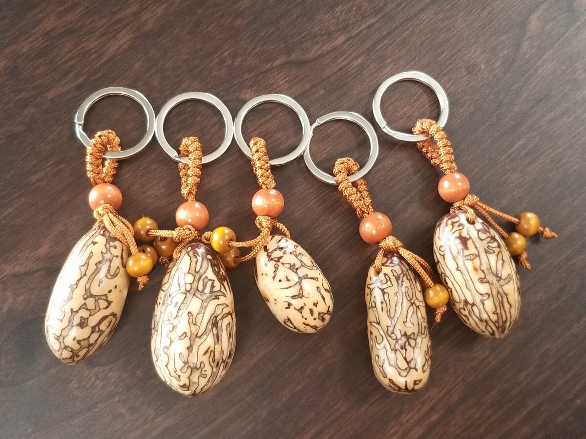 ルドラクシャ 千眼菩提樹木の実のキーホルダー 5点 (小)拍卖