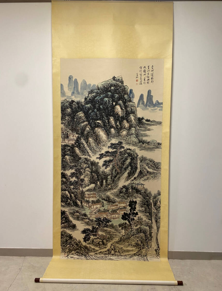 古美術 掛け軸 中国・近現代 「黄賓虹書」 紙本 【山水図】 立軸 書道 巻き物 真筆逸品 肉筆保証 唐物 古画 LT-2409207拍卖