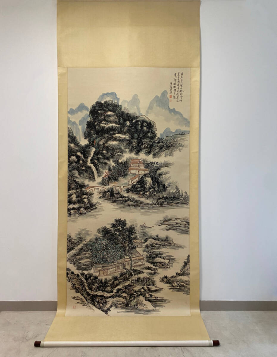 古美術 掛け軸 中国・近現代 「黄賓虹書」 紙本 【山水図】 立軸 書道 巻き物 真筆逸品 肉筆保証 唐物 古画 LT-2409213拍卖