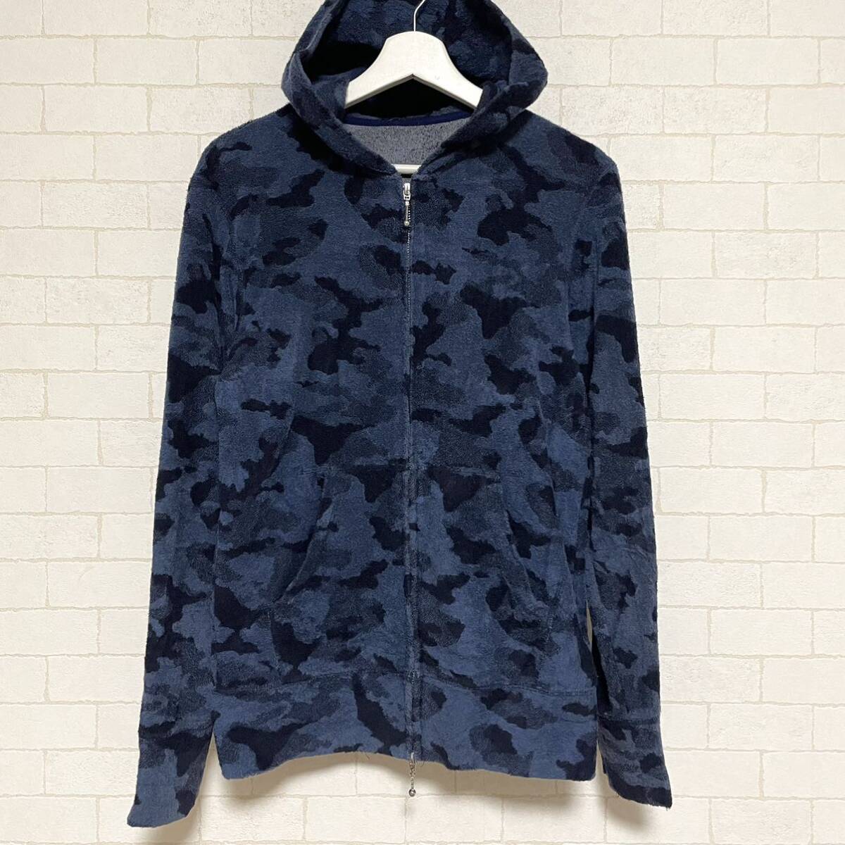 RESOUND CLOTHING リサウンドクロージング パイル地 ジップアップパーカー RC1-C-001 カモフラ ブルー size3拍卖
