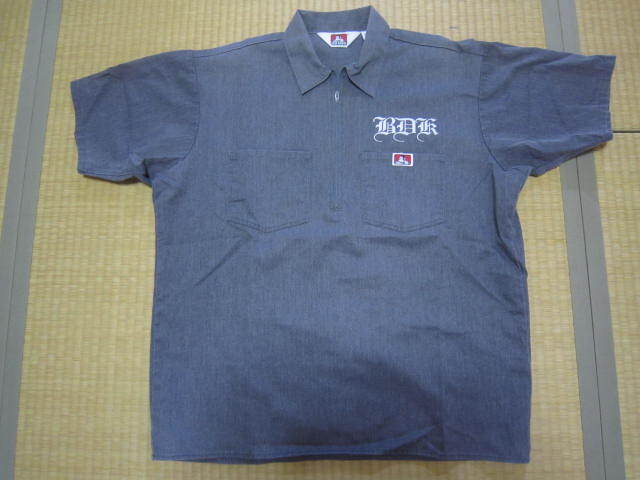 BA07★美品★BENDAVIS(ベンデイビス)★ハーフジップワークシャツ/TALON/タロンジッパー/濃いグレー/L/USA製/ピエロプリント/ヴィンテージ拍卖