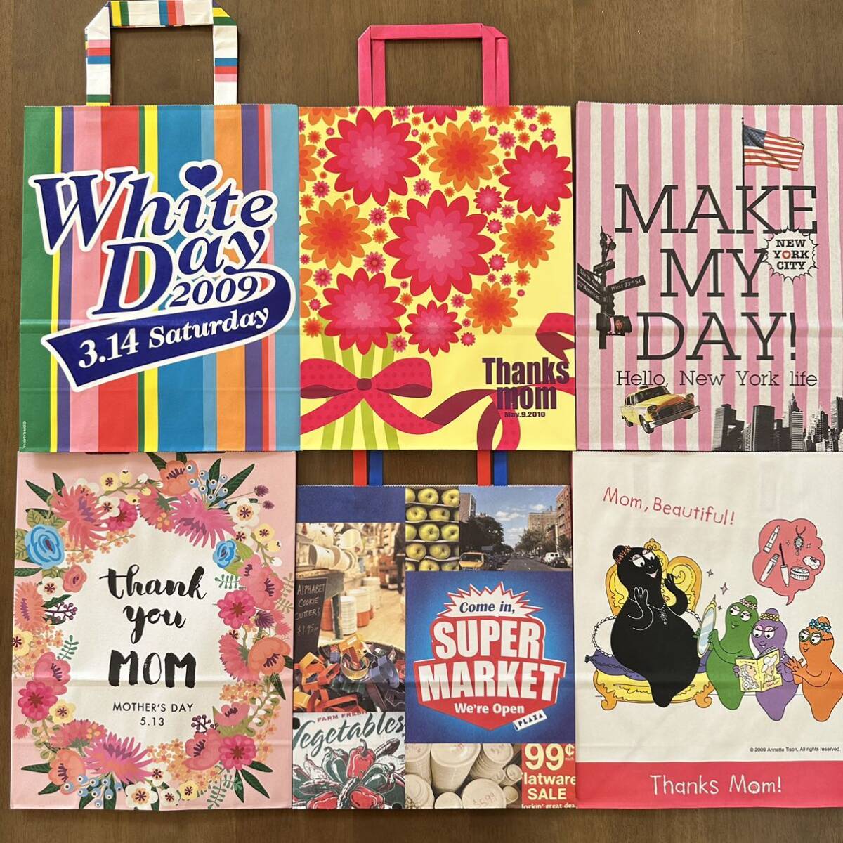 PLAZA プラザ 紙袋 6枚 色々 クリスマス 母の日 バレンタイン ハロウィン イベント バーバパパ ショッパー プレゼント エコバッグ 新品 ⑭拍卖