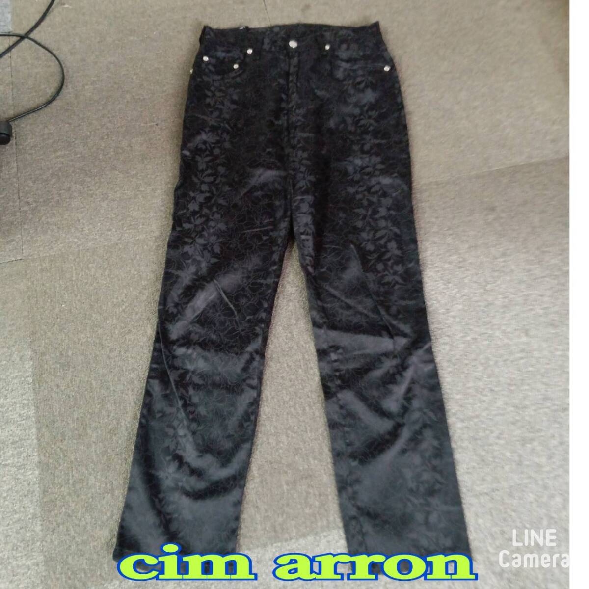 cim arron ◆ パンツ 31サイズ 黒 x 黒 花柄 ◆ シマロン ◆ レディース パンツ拍卖
