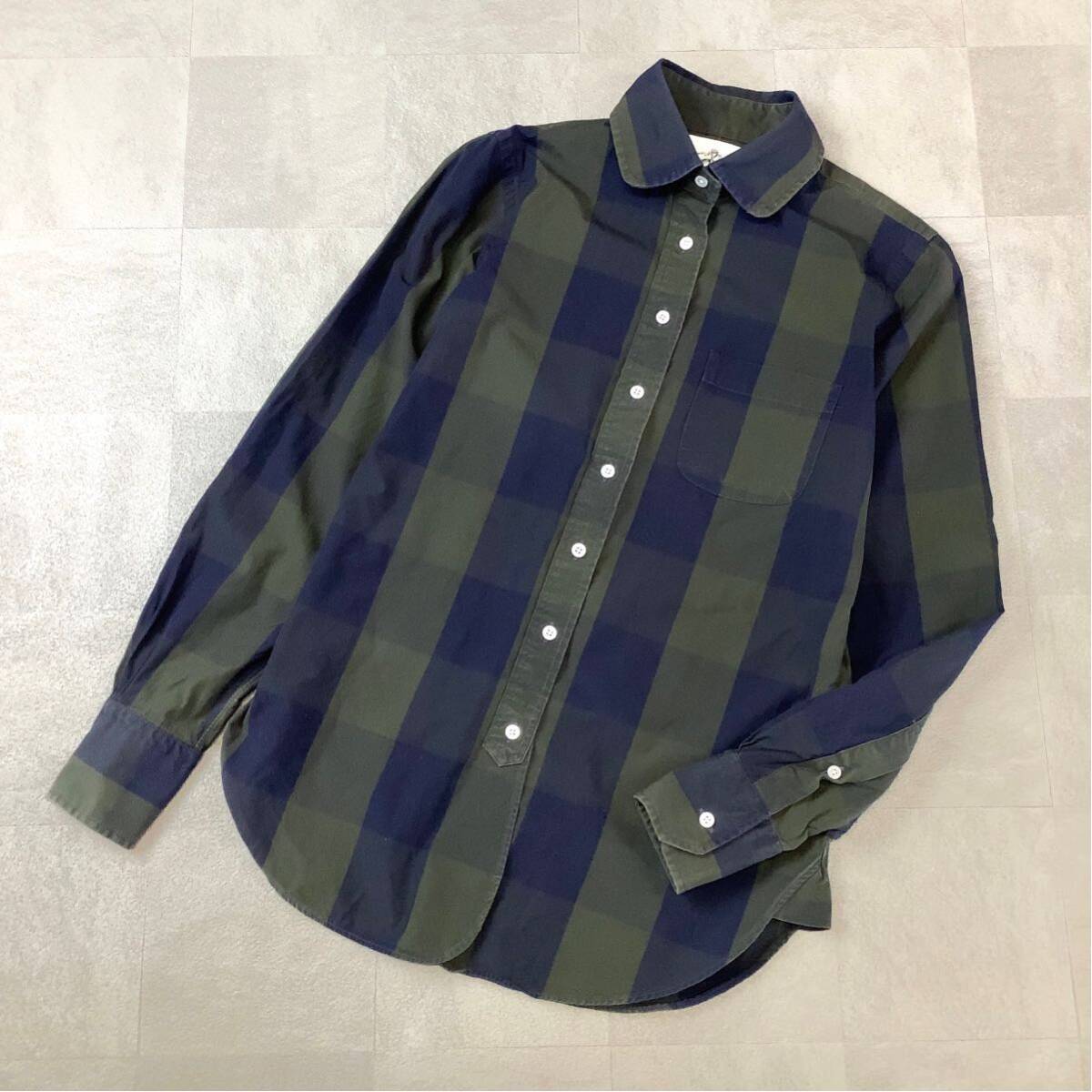 USA製 BLACK FLEECE by BROOKS BROTHERS ブルックスブラザーズ タータンチェック 丸襟 長袖シャツ サイズ BB1 グリーン拍卖