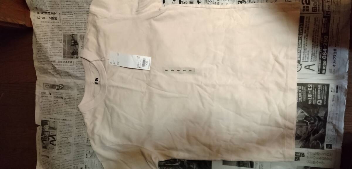 UNIQLO ユニクロ クルーネックT Tシャツ 半袖 natural S ナチュラル 新品未使用 拍卖