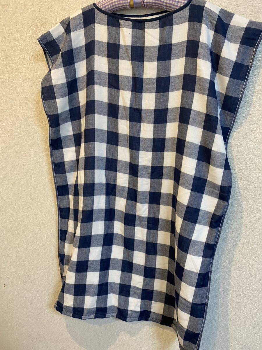 値下げ今治タオル【新品】タオルワンピース ネイビー×ホワイト格子 バスローブ拍卖