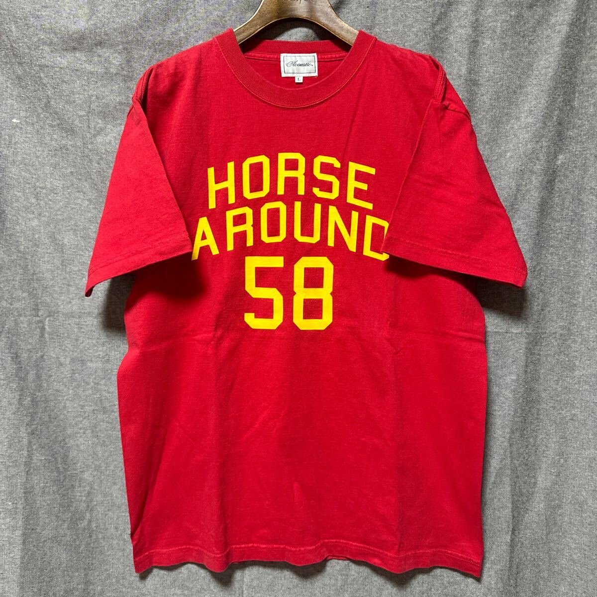 美品 Acoustic 半袖Tシャツ 赤 L ね拍卖