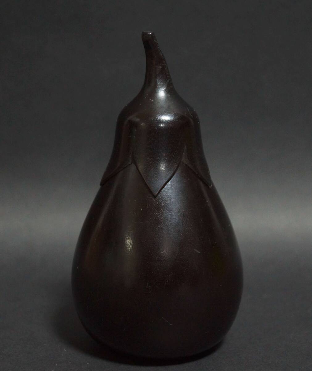 【閑】茶道具 天然木製刳り貫き茄子形 茶入☆時代物☆6D0920拍卖