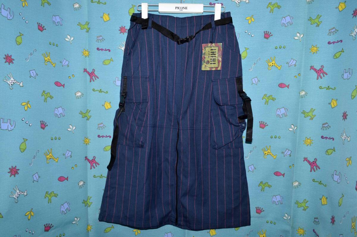 IHIHI ・カーゴ風 スカート 裾&腰ファスナー ベルトデザイン 紺系色 サイズ:M(未使用品)拍卖