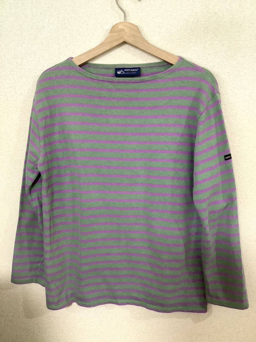 SAINT JAMES セントジェームス バスクシャツ ボーダー カットソー 長袖Tシャツ グレー パープル オールド ビンテージ セレクト拍卖