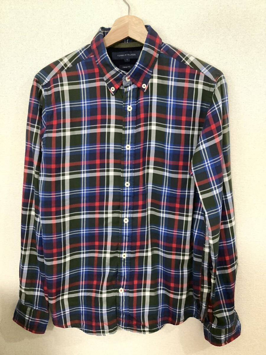 TOMMY HILFIGER トミーヒルフィガー チェック柄 長袖シャツ ブルー カジュアル セレクト メンズ 古着拍卖